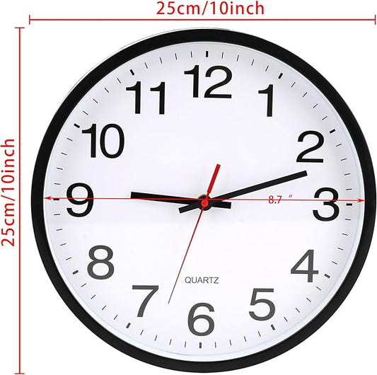OceeK Black Wall Clock, 10 Inch Silent Non-Ticking Modern Wall Clocks,Small Analog Clocks Quality Quartz Battery Operated