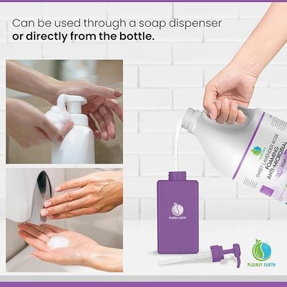 AntiMicrobial Hand Soap 64 oz - Sweet Lavender Rose Gentle Foaming Liquid Hand Soap Refill Antibacterial - Moisturizing, Long Lasting Freshness & Safe for Skin