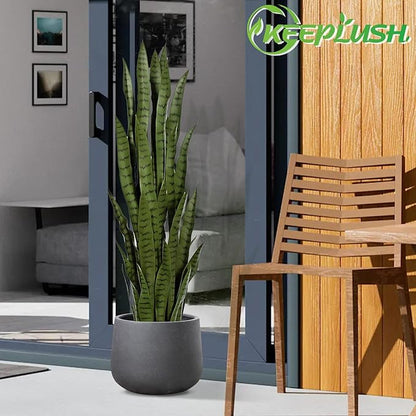 4ft Artificial Snake Plant – 46in Faux Sansevieria Plants, Fake Floor Plant for Indoor Outdoor, Front Porch Patio Home Office Decor, Mother-in-Law’s Tongue, Green 2Pcs