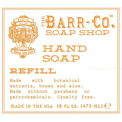 BARR-CO. Hand Soap Refill – Natural Liquid Soap with Essential Oils, Vegan Formula, Blood Orange Amber 16fl oz