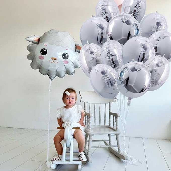 TONIFUL 30Pcs 18 Inch Round Balloons Large Silver Round Shape Foil Balloons Big Silver Round Helium Mylar Decorations for Birthday Wedding Baby Shower Anniversary Engagement Party Supplies