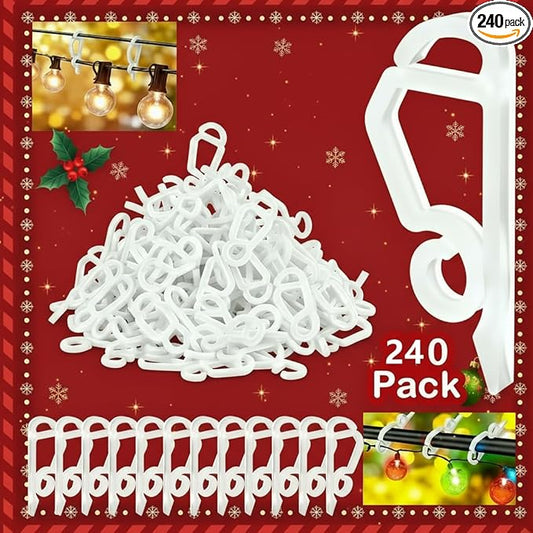 Geegoods Christmas Light Clip,Plastic Gutter Hooks Outdoor,Weatherproof Holiday Hanging Clips,Mini Light Hooks for Outside String Lights Christmas Decoration(240pcs)