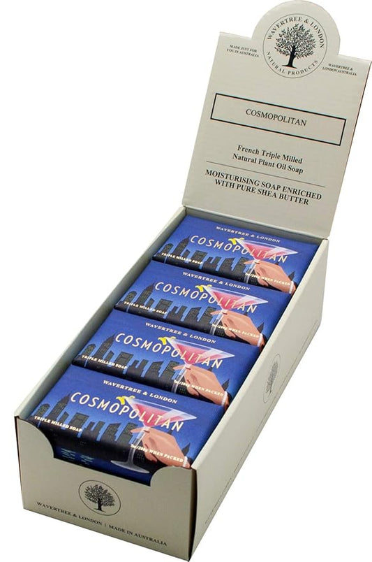 Wavertree & London Cosmopolitan Scented Natural Soap (8 Bars), 7oz Moisturizing French Triple Milled Soap Bars enriched with shea butter - Pure Plant Oil Bath & Body Bars for All Skin Types