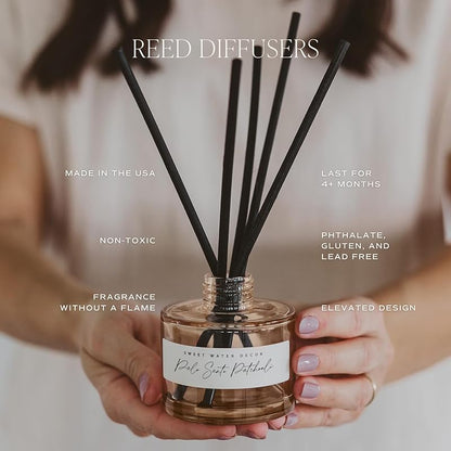 Sweet Water Decor Relaxation Reed Diffuser – Room Decor Aesthetic with Long-Lasting Premium Fragrance of Eucalyptus, Cedar, Patchouli, Vanilla 4 Months – Ideal for Aromatherapy and Home Decor