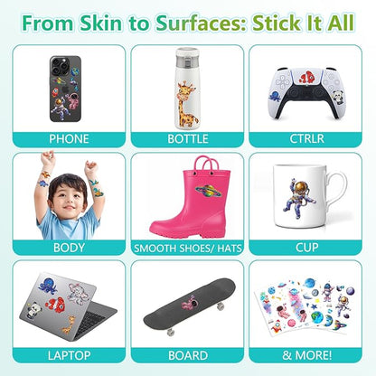 150+ Kids Glitter Temporary Tattoos for Boys – Individually Wrapped, Waterproof Tattoo Stickers – Mermaid, Dinosaur, Animal, Ocean, Space & More