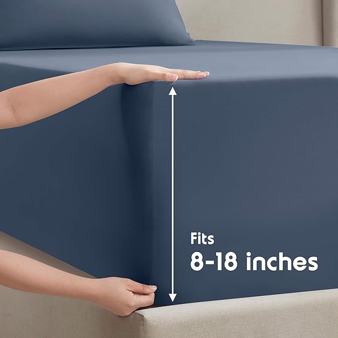 Nestl California King Sheet Set - 1800 Ultra-Soft Microfiber Cal King Bed Sheets - Double Brushed - Deep Pockets - Easy Fit - 4 Piece Set - Bed Sheets (California King, Navy Blue)