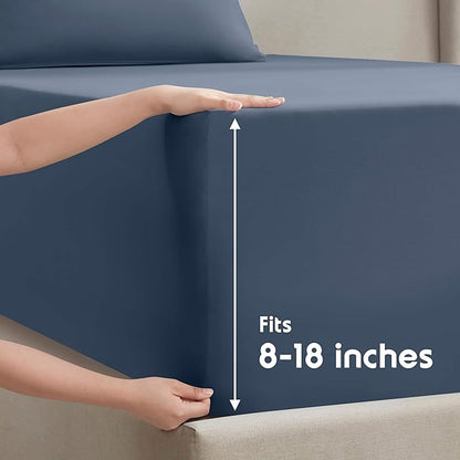 Nestl Twin XL Sheet Set - College Dorm Size - Luxury 1800 Ultra-Soft Microfiber Twin Extra Long Bed Sheets - Deep Pockets - Easy Fit - Extra Soft - 3 Piece Set (Twin XL, Navy Blue)