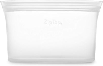 Zip Top Reusable Food Storage Bags | Medium Dish [Frost] | Silicone Meal Prep Container | Microwave, Dishwasher and Freezer Safe | Made in the USA