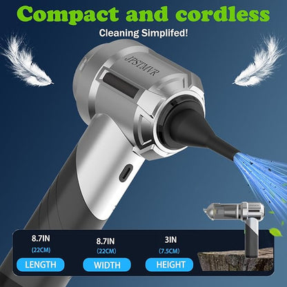 Car Vacuum Cleaner, 18000PA Vacuum Portable Cordless, 4 in 1 Air Duster with LED Light and Multi-Nozzles, 120W High Power Rechargeable Foldable Vacuum Cleaner for Home, Office, Pet