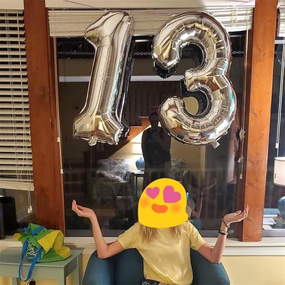 Silver 1 Balloon Number, 40 Inch Giant Helium Foil Number 0-9 for Boys Girls, Self Inflating 1st Birthday Balloon for Women Men 10th Anniversary Baby Shower New Year Wedding Party Decorations Supplies