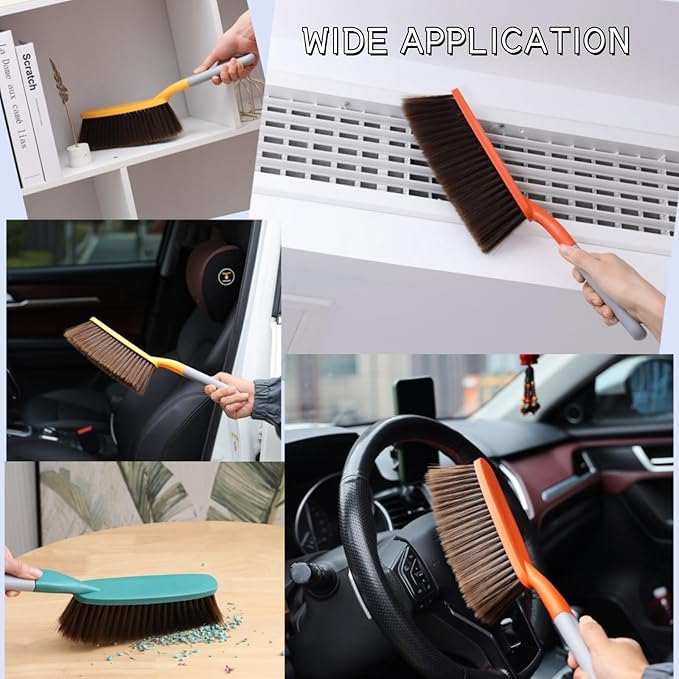 3 Pack 15" Soft Bristle Bed & Counter Cleaning Brush, Dusting & Crumb Debris Sweeping Brush, Comfortable for Car, Bed, Couch, Desk, Sofa, Furniture & Clothes, Small Particles & Hair Remover
