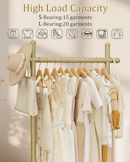 Coat Rack Freestanding with Natural Rock Base, Metal Coat Hanger Stand, Industrial Garment Rack, Clothes Tree for Bedroom Living Room Office To Hang Outerwear, Hats, 68.9in, Gold