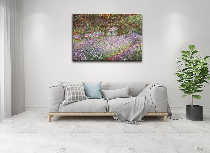 OKEXCKK Irises in Monet's Garden, 1900 by Claude Monet - Canvas Art Wall Decor Painting Artwork Print -32" x 48"