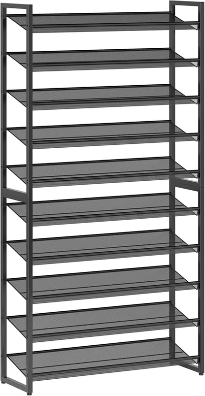 Shoe Rack,10 Tier Metal Shoe Organizer,Max Holds 50 Pairs,Heavy Duty Shoes Shelf for Garage, Entryway, Closet,Black