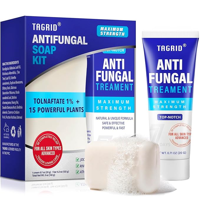 TAGRID 7X FAST Antifungal Soap Kit: Multi-Functional Clinically Proven Kit for Ringworm, Folliculitis, Jock Itch, Athlete's Foot, and Seborrheic Dermatitis