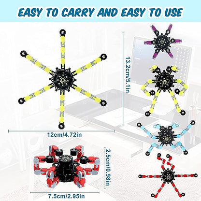 50pcs Random Fidget Spinners,DIY Deformable Robot Fingertip Toys,Decompression Spinner,Deformable Creative Mechanical Gyro Toys,Stress Relief Mechanical Chain Toy for Kids Adults，Party Supplies