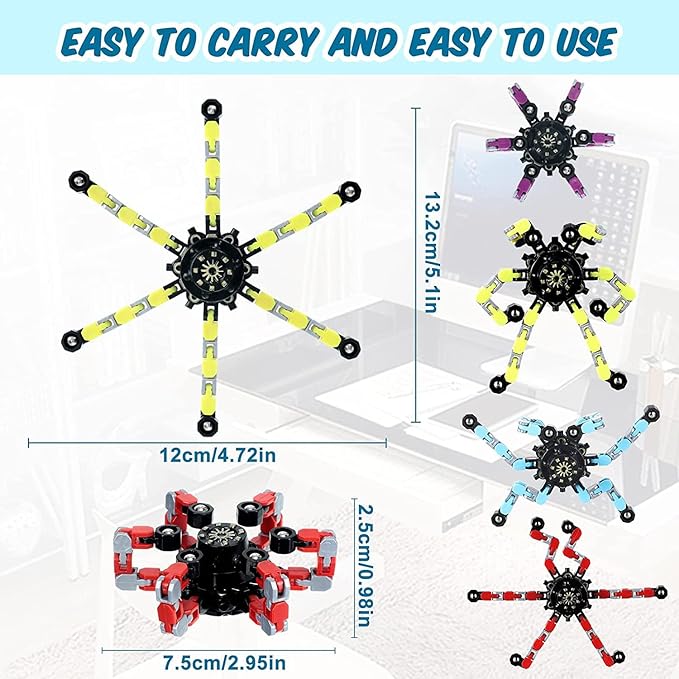 30pcs Random Fidget Spinners,DIY Deformable Robot Fingertip Toys,Decompression Spinner,Deformable Creative Mechanical Gyro Toys,Stress Relief Mechanical Chain Toy for Kids Adults，Party Supplies