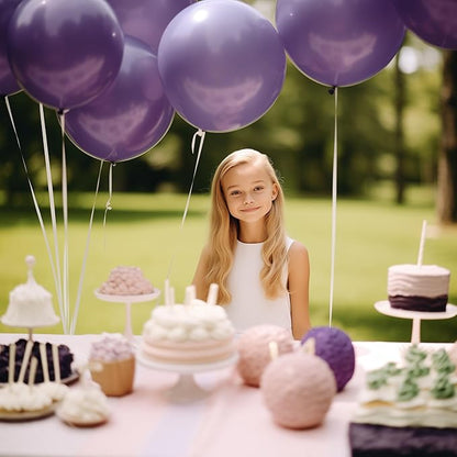 130PCS Lilac Balloons, 18/12/10/5 Inch Latex Balloons with Ribbon, Party Balloons for Birthday Wedding Graduation Baby Shower Decorations