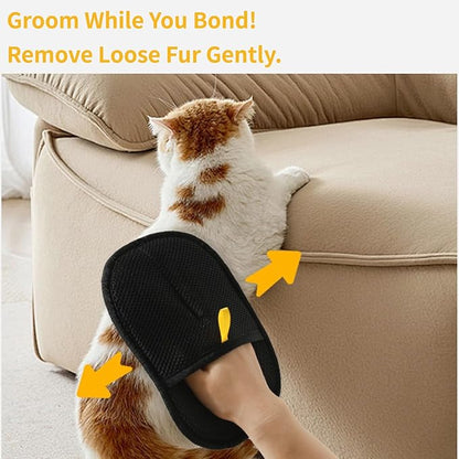 Pair Pack Electrostatic Pet Hair Remover Gloves - 2pcs Grooming Gloves for Dog Cat, Reusable Washable Fur Removal for Clothes, Bedding, Furniture, Carpet, Car Seats