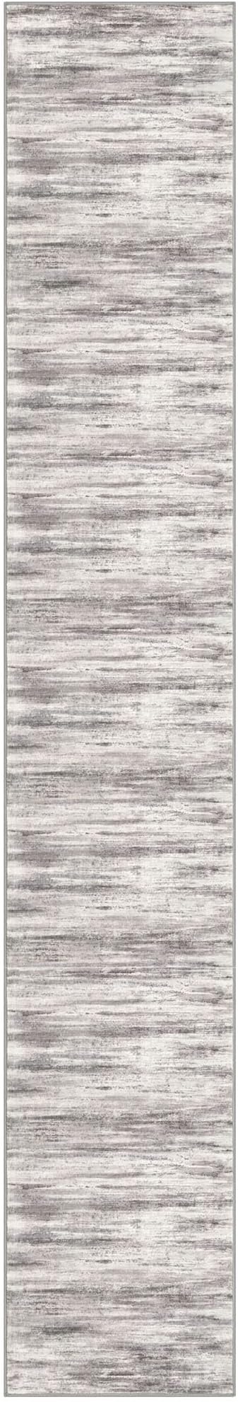 KOZYFLY Modern Abstract Kitchen Runner Rug, 2x12 Washable Rug Runner Non-Slip Soft Striped Hallway Runner Rugs, Grey Beige Print Carpet Runner for Entryway Bathroom Laundry Room Foyer