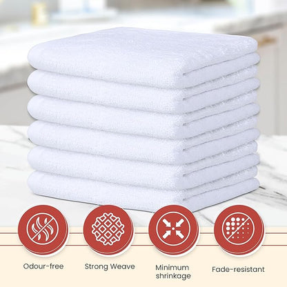 Vintage Vista 100% Cotton Dish Cloths (Pack of 6) - Dish Rags for Washing Dishes - Reusable & Highly Absorbent Kitchen Towels - Kitchen Rags for Christmas - (12" x 12" - White II)