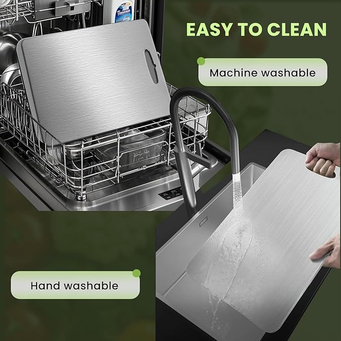 100% Pure Titanium Cutting Board - 13x9 Inch Non-Slip Kitchen Chopping Board, Dishwasher Safe, Scratch Resistant, Easy to Clean, Durable & Hygienic for Meat, Vegetables, and Fruits