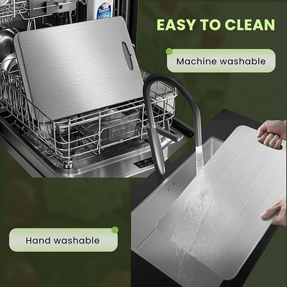 100% Pure Titanium Cutting Board - 13x9 Inch Non-Slip Kitchen Chopping Board, Dishwasher Safe, Scratch Resistant, Easy to Clean, Durable & Hygienic for Meat, Vegetables, and Fruits