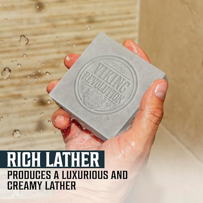 Viking Revolution Peppermint Natural Soap for Men - Eucalyptus Mens Soap Bar with Essential Oils Cold Pressed Bar Soap for Men - Nourishing Mens Bar Soap with Coconut Oil, Shea Oil, Almond Oil(2 Pack)