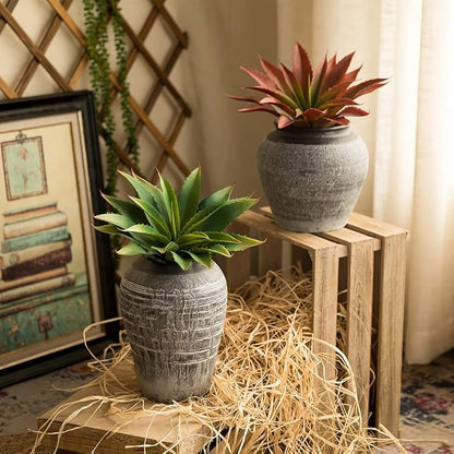 Veryhome Succulents Plants Artificial Aloe Plant, 12.5Inch Large Faux Succulents Unpotted, Premium Crafting DIY Greenery Decor for Indoor & Outdoor(4Pcs-Red)