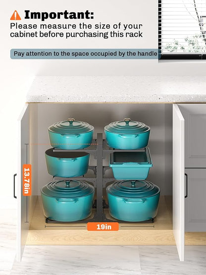 MUDEELA 6-Tier Pots and Pans Organizer Rack for Kitchen Cabinet Storage and Organization, Heavy Duty Pot and Pan Organizer under Cabinet, Adjustable Pot Organizer Rack