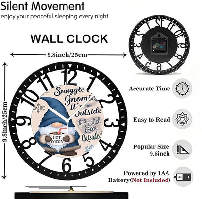 Wall Clock 10 Inch Silent Non-Ticking Modern Clocks Battery Operated - Analog Small Classic for Office, Home, Living Room,Bathroom, Kitchen, Bedroom, School,Snowman Clock