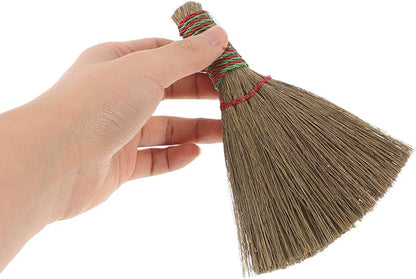 Sosoport Natural Straw Whisk Broom with Handle Handheld Braided Brush for Indoor Cleaning High-Density Bristles for Sweeping Floors Furniture Beds in Living Bedroom Kitchen and Sturdy