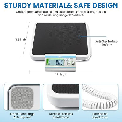Medical Grade Floor Scale Professional Physician Scale 660lb Wrestling Scale for Body Weight Bariatric Scale Heavy Duty Easy to Read Separate Display Screen for Home, Hospital & Physician Use