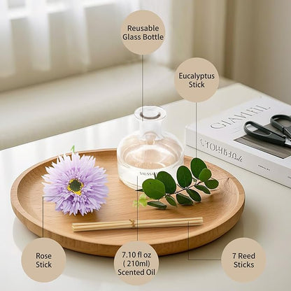 Reed Diffusers Set Lavender Scent with Transparent Bottle, 7.10 oz Diffusers for Home with 7 Diffuser Sticks, Reed Diffuser for 120 Days, Long Lasting Scent for Bedroom, Spa and Sleep Support
