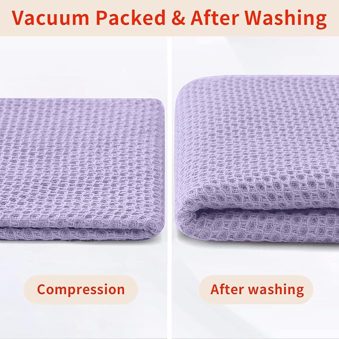 Homaxy 100% Cotton Kitchen Towels and Dishcloths Set, 12 x 12 Inches and 13 x 28 Inches, Set of 12 Bulk Kitchen Towels Set, Ultra Soft Absorbent Dish Cloths for Washing Dishes, Lavender