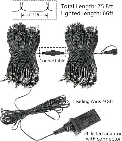 YIQU Orange 82FT 200 LED Extendable Halloween Lights for Outdoor/Indoor, 8 Lighting Modes Plug in String Lights for Halloween Decorations Bedroom Party Decor Room Garden Patio Tree (Orange)