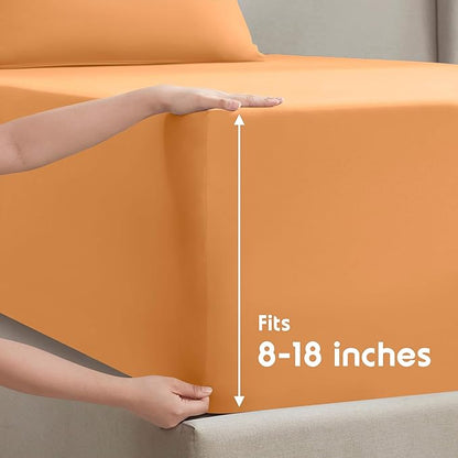 Nestl Twin XL Sheet Set - College Dorm Size - Luxury 1800 Ultra-Soft Microfiber Twin Extra Long Bed Sheets - Deep Pockets - Easy Fit - Extra Soft - 3 Piece Set (Twin XL, Light Orange)