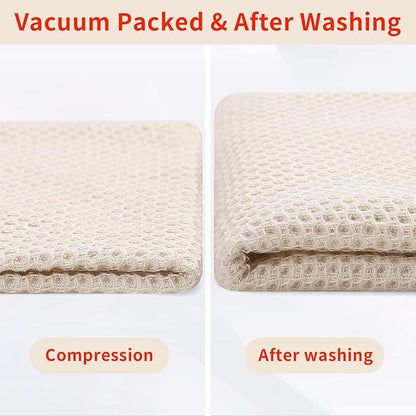 Homaxy 100% Cotton Waffle Weave Kitchen Dish Towels, Ultra Soft Absorbent Quick Drying Cleaning Towel, 20x28 Inches, 6-Pack, Beige