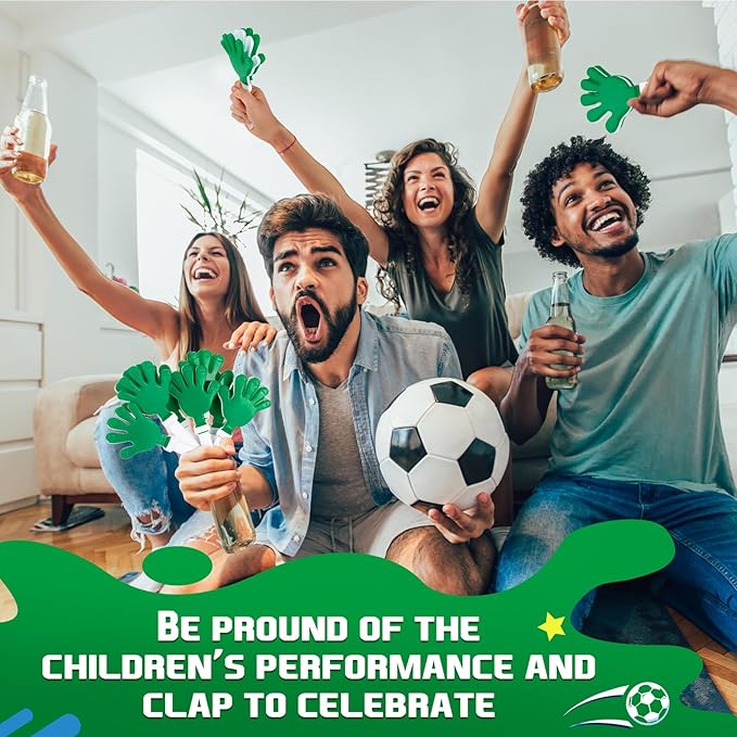 Junkin 200 Pcs Hand Clappers Bulk 7. 5 x 3. 5 Inches Noise Makers Party Favors Clapping Noise Maker Clacker for Birthdays Game Prizes Rewards Football Sporting Events Cheers Supplies (Green White)