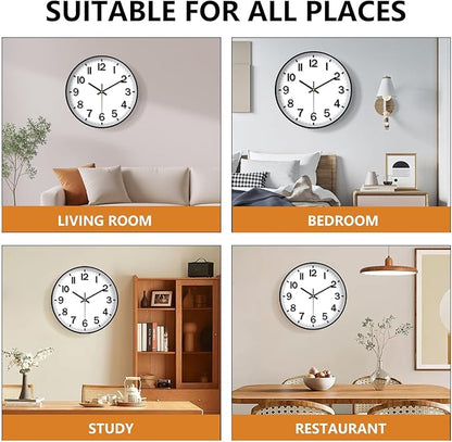 Wall Clocks Battery Operated, 12 Inch Non Ticking Digital Wall Clock, Silent Analog Clock for Bedroom Living Room Kitchen Office Gym Classroom Decor, Large Number Clocks for Seniors Elderly
