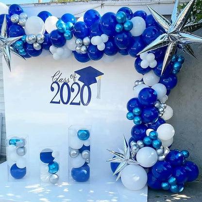 130pcs Royal Blue Balloons Different Sizes 18" 12" 10" 5" Party Latex Balloons for Birthday Graduation Baby Shower Anniversary Nautical Party Decorations