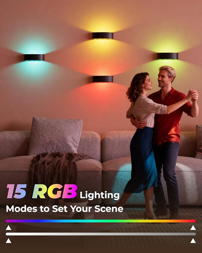 Motion Sensor Wall Light, 5000mAh Rechargeable Battery Operated Motion Sensor Light Indoor with Remote, RGB and 3 Colors Dimmable, Wireless Wall Sconces for Hallway, Living Room, Stair, bedroom