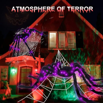Halloween Spider Decorations 4ft Light Up Giant Spider(2 Pack) for Indoor Outdoor Halloween Decorations Yard Party House Décor