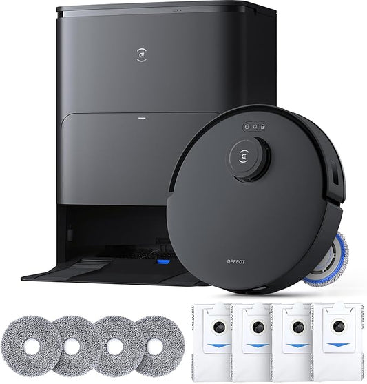 ECOVACS DEEBOT T30S Care Robot Vacuum and Mop, 11000Pa, ZeroTangle Technology, TruEdge Adaptive Edge Mopping, Hot Water Washing, Self-Emptying, Self Refilling, Auto-Mop Lifting, Obstacle Avoidance