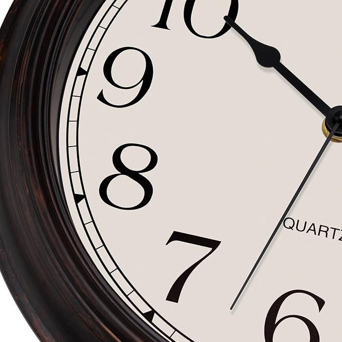 Lumuasky Retro Wall Clocks Battery Operated Silent Non-Ticking 12 Inch Classic Vintage Wall Clock Retro Rustic Style Decorative for Living Room Kitchen (Bronze)