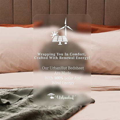 URBANHUT 800 Thread Count Queen Size Egyptian Cotton Sheets Set, 4 Pc Bed Sheet Sets for Queen Size Bedding, Luxury Hotel Sheets Sateen Finish Fits 16" Deep Pocket - Blush Pink