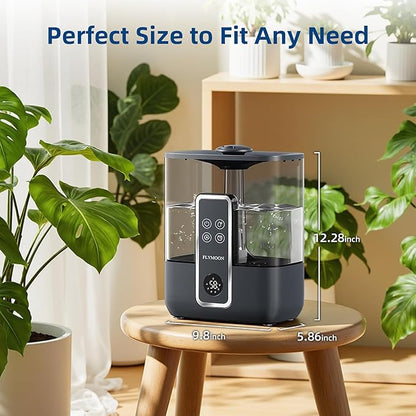 Flymoon 5L Mist Humidifier for Bedroom Large Room, Humidifier for Baby & Plants, Top Fill, 28dB, 3 Mist Levels, 12H Timer, App Control, Black