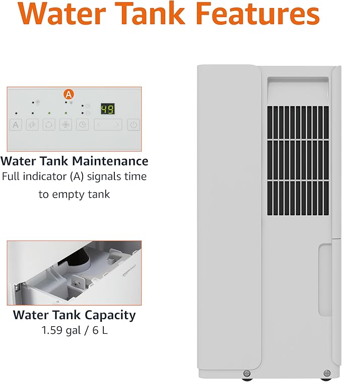 Amazon Basics Large Dehumidifier for Rooms, Energy Star Certified, Effectively Reduces Humidity, Timer, Auto-Defrost, Overflow Protection, up to 2500 SFT, 35 Pint, White