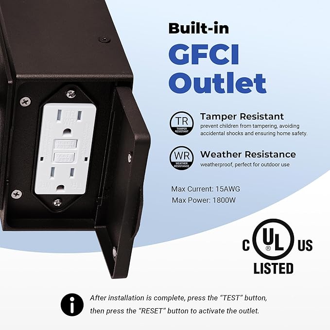 Oil-Rubbed Bronze Outdoor Motion Sensor Light with GFCI Outlet, 2-Pack Porch Lights Outdoor with Gold Trim, Dusk to Dawn lighting Wall Mount with Bubble Glass, Outside Sconces for Garage, Patio