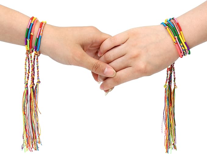 Resinta 40 Pieces Handmade Braided Bracelets Assorted Colors Friendship Cords Thread Bracelets Party Supply Favors for Wrist Anklet